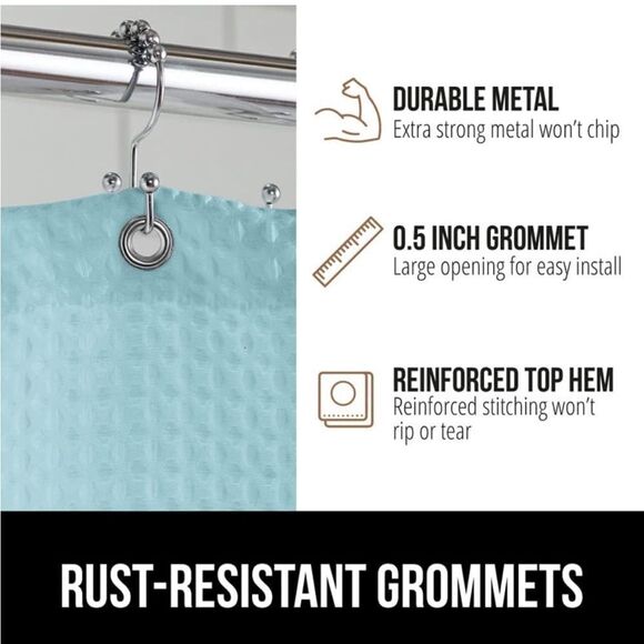Gorilla Grip Waffle Shower Curtain, Thick Weighted Fabric, 72x78, Wrinkl… - Picture 5 of 8